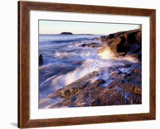 Sunlight Hits the Waves, Schoodic Peninsula, Maine, USA-Jerry & Marcy Monkman-Framed Photographic Print