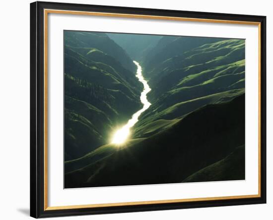 Sunlight reflects off the river, Salmon River, Idaho, USA-Charles Gurche-Framed Photographic Print