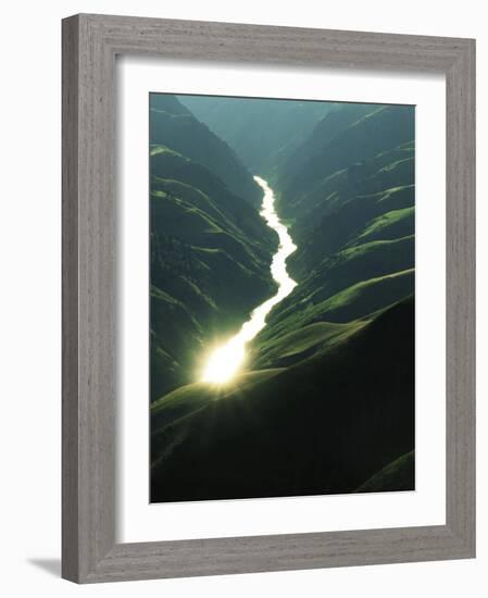 Sunlight reflects off the river, Salmon River, Idaho, USA-Charles Gurche-Framed Photographic Print