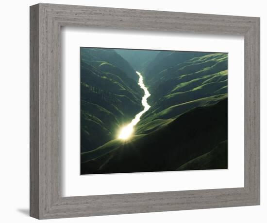 Sunlight reflects off the river, Salmon River, Idaho, USA-Charles Gurche-Framed Photographic Print