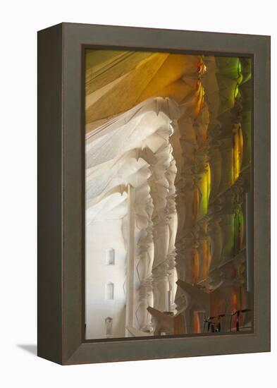 Sunlight Through Stained Glass, Sagrada Familia, Barcelona, Catalunya, Spain, Europe-James Emmerson-Framed Premier Image Canvas