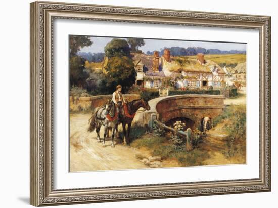 Sunlit Cottages by the Bridge-Frederick Arthur Bridgman-Framed Giclee Print