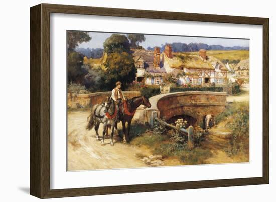 Sunlit Cottages by the Bridge-Frederick Arthur Bridgman-Framed Giclee Print