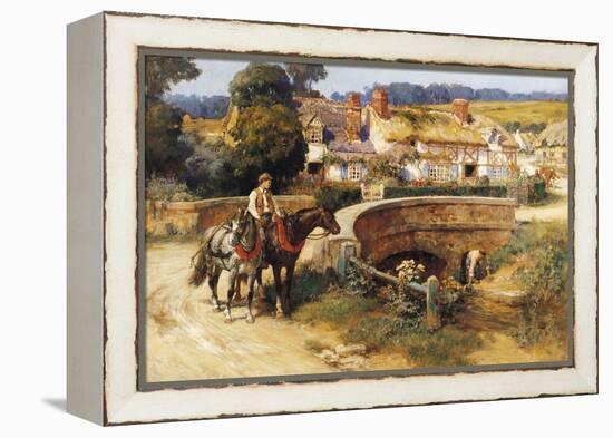 Sunlit Cottages by the Bridge-Frederick Arthur Bridgman-Framed Premier Image Canvas