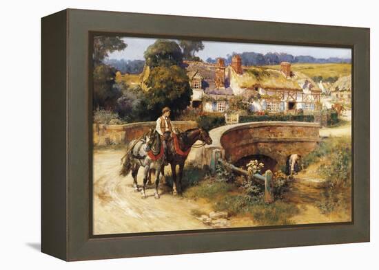 Sunlit Cottages by the Bridge-Frederick Arthur Bridgman-Framed Premier Image Canvas