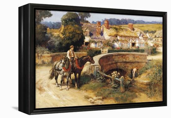 Sunlit Cottages by the Bridge-Frederick Arthur Bridgman-Framed Premier Image Canvas