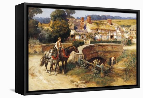 Sunlit Cottages by the Bridge-Frederick Arthur Bridgman-Framed Premier Image Canvas