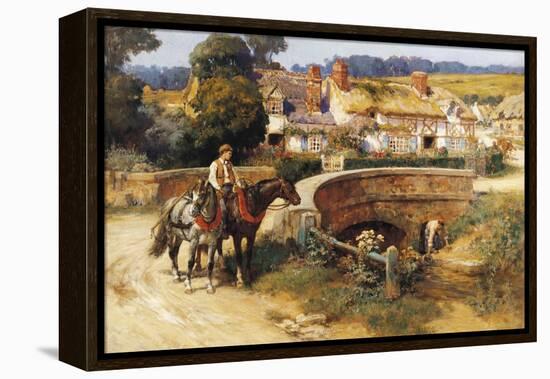 Sunlit Cottages by the Bridge-Frederick Arthur Bridgman-Framed Premier Image Canvas