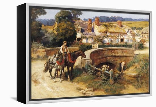 Sunlit Cottages by the Bridge-Frederick Arthur Bridgman-Framed Premier Image Canvas