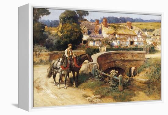 Sunlit Cottages by the Bridge-Frederick Arthur Bridgman-Framed Premier Image Canvas