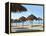 Sunny Beach and Palapas-Randy Faris-Framed Premier Image Canvas