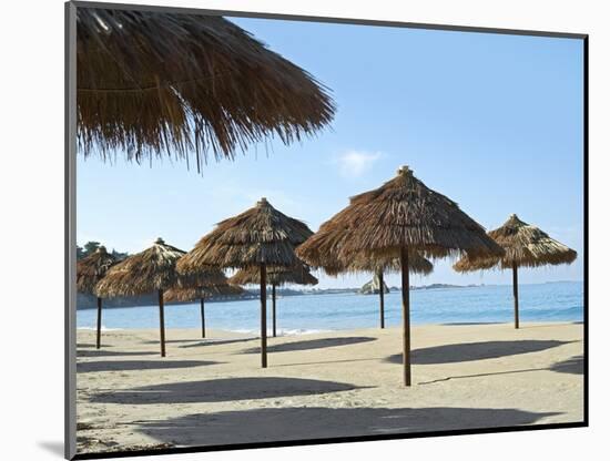 Sunny Beach and Palapas-Randy Faris-Mounted Photographic Print