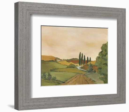 Sunny Tuscan Road-J^ Clark-Framed Giclee Print