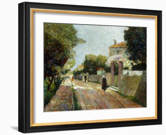 Sunny Village Street-Victor Gabriel Gilbert-Framed Giclee Print