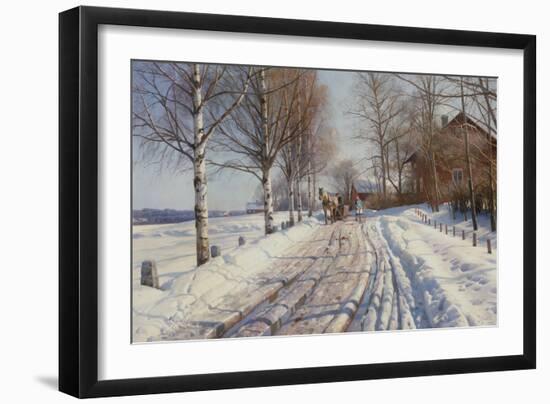 Sunny Winter Day in Vestanvik by Leksand, Dalarna, 1927 (Oil on Canvas)-Peder Monsted-Framed Giclee Print