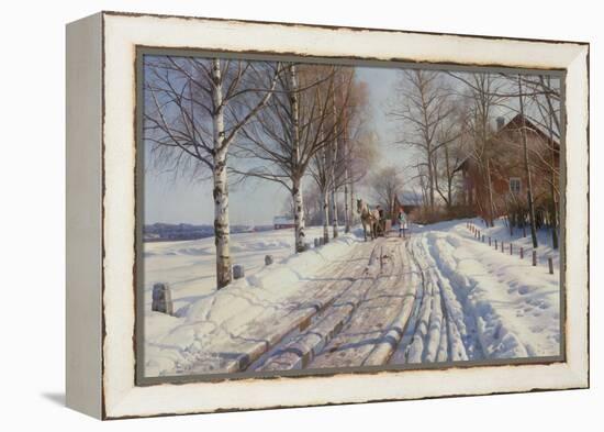 Sunny Winter Day in Vestanvik by Leksand, Dalarna, 1927 (Oil on Canvas)-Peder Monsted-Framed Premier Image Canvas