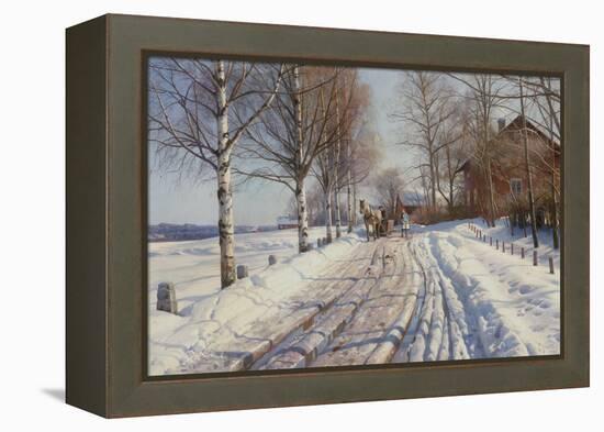 Sunny Winter Day in Vestanvik by Leksand, Dalarna, 1927 (Oil on Canvas)-Peder Monsted-Framed Premier Image Canvas