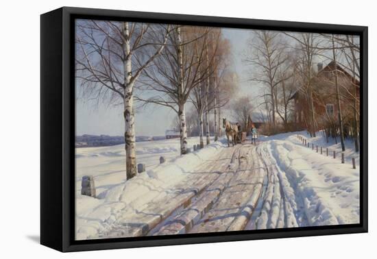 Sunny Winter Day in Vestanvik by Leksand, Dalarna, 1927 (Oil on Canvas)-Peder Monsted-Framed Premier Image Canvas