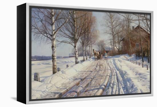 Sunny Winter Day in Vestanvik by Leksand, Dalarna, 1927 (Oil on Canvas)-Peder Monsted-Framed Premier Image Canvas