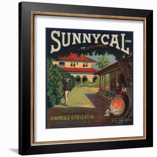 Sunnycal Brand- Irwindale, California - Citrus Crate Label-Lantern Press-Framed Art Print