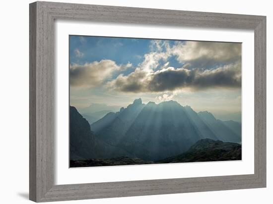 Sunrays Behind Cloud at Dachstein and BischofsmŸtze Mountains-Stefan Sassenrath-Framed Photographic Print