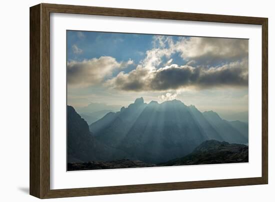 Sunrays Behind Cloud at Dachstein and BischofsmŸtze Mountains-Stefan Sassenrath-Framed Photographic Print