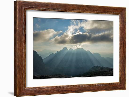 Sunrays Behind Cloud at Dachstein and BischofsmŸtze Mountains-Stefan Sassenrath-Framed Photographic Print