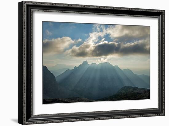 Sunrays Behind Cloud at Dachstein and BischofsmŸtze Mountains-Stefan Sassenrath-Framed Photographic Print