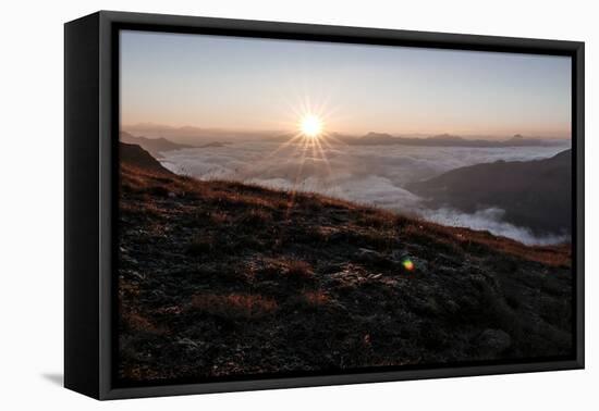 Sunrise Above a Sea of Clouds, Alps, South Tirol-Rolf Roeckl-Framed Premier Image Canvas