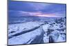 Sunrise Above a Snow Covered Moorland, Belstone Tor, Dartmoor National Park, Devon, England. Winter-Adam Burton-Mounted Photographic Print