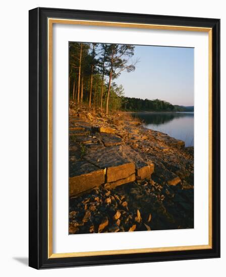 Sunrise along shore of Table Rock Lake, Mark Twain National Forest, Stone County, Missouri, USA-Charles Gurche-Framed Photographic Print