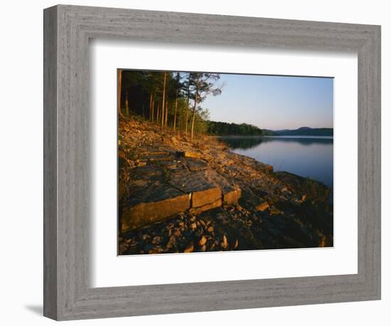 Sunrise along shore of Table Rock Lake, Mark Twain National Forest, Stone County, Missouri, USA-Charles Gurche-Framed Photographic Print