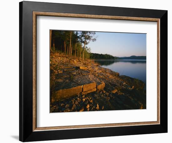 Sunrise along shore of Table Rock Lake, Mark Twain National Forest, Stone County, Missouri, USA-Charles Gurche-Framed Photographic Print