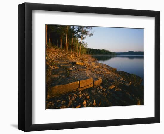 Sunrise along shore of Table Rock Lake, Mark Twain National Forest, Stone County, Missouri, USA-Charles Gurche-Framed Photographic Print