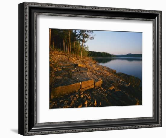 Sunrise along shore of Table Rock Lake, Mark Twain National Forest, Stone County, Missouri, USA-Charles Gurche-Framed Photographic Print