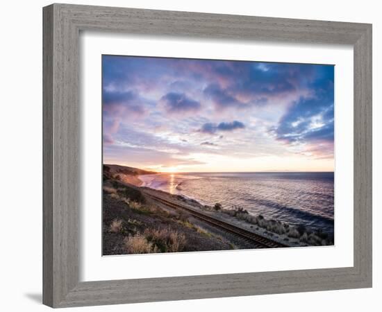 Sunrise Along The Train Tracks Outside Of Santa Barbara, California-Daniel Kuras-Framed Photographic Print