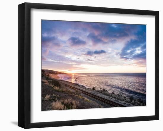 Sunrise Along The Train Tracks Outside Of Santa Barbara, California-Daniel Kuras-Framed Photographic Print