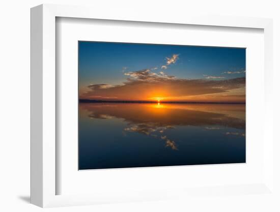 Sunrise and clouds reflected on Lake Hancock, Florida.-Sheila Haddad-Framed Photographic Print