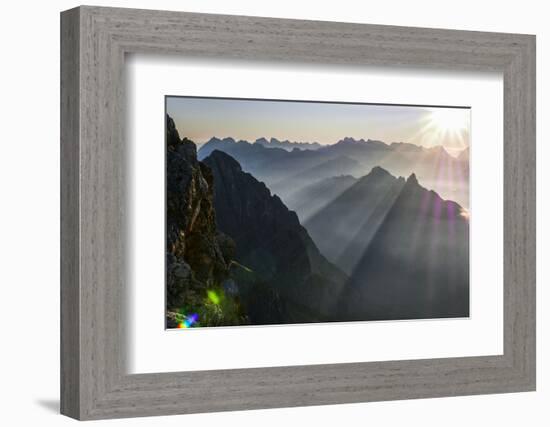 Sunrise and Sunrays About the Karwendel-Rolf Roeckl-Framed Photographic Print