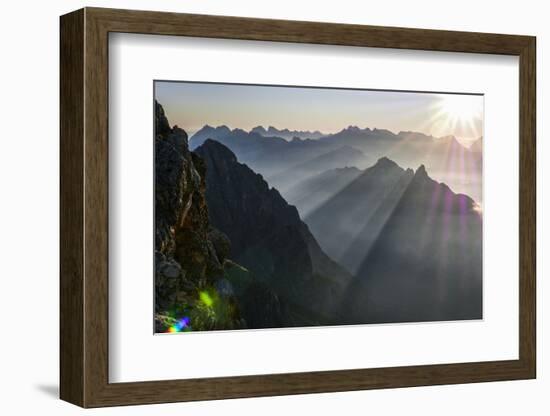 Sunrise and Sunrays About the Karwendel-Rolf Roeckl-Framed Photographic Print