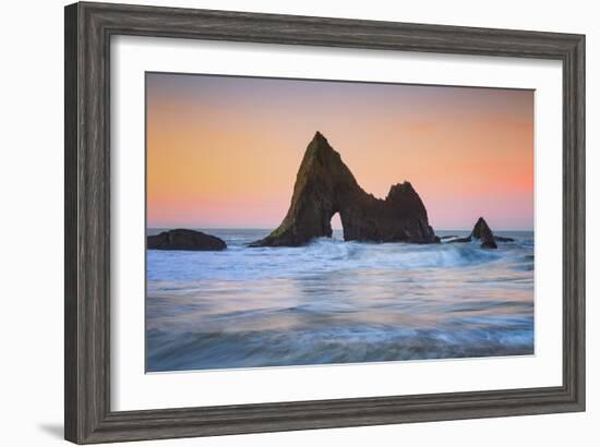 Sunrise Arch at Martin's Beach, Half Moon Bay, California Coast-Vincent James-Framed Photographic Print