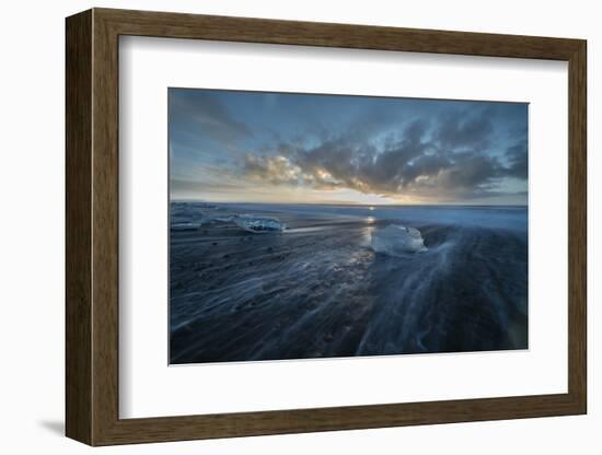 Sunrise at Diamond Beach in Iceland with Ice Blocks-Niki Haselwanter-Framed Photographic Print