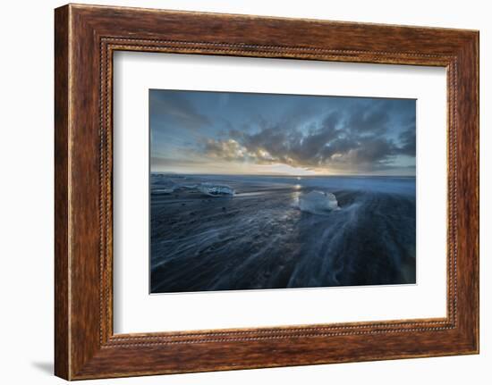 Sunrise at Diamond Beach in Iceland with Ice Blocks-Niki Haselwanter-Framed Photographic Print