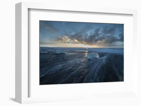 Sunrise at Diamond Beach in Iceland with Ice Blocks-Niki Haselwanter-Framed Photographic Print