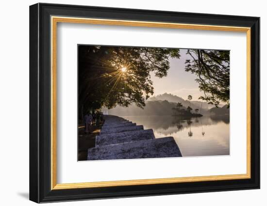 Sunrise at Kandy Lake and the Island Which Houses the Royal Summer House-Matthew Williams-Ellis-Framed Photographic Print