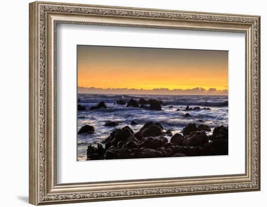 Sunrise at Laupahoehoe Beach Park, Hamakua Coast, Big Island, Hawaii-Stuart Westmorland-Framed Photographic Print