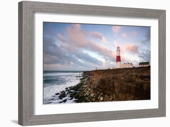 Sunrise at Portland Bill Lighthouse, Dorset England UK-Tracey Whitefoot-Framed Photographic Print