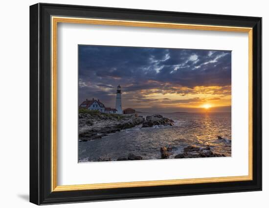 Sunrise at Portland Head Lighthouse in Portland, Maine, USA-Chuck Haney-Framed Photographic Print