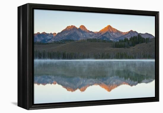 Sunrise at Sawtooth Mts, Little Redfish Lake, Stanley, Idaho-Michel Hersen-Framed Premier Image Canvas