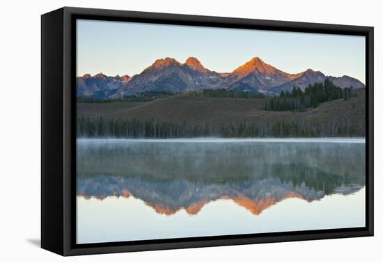 Sunrise at Sawtooth Mts, Little Redfish Lake, Stanley, Idaho-Michel Hersen-Framed Premier Image Canvas